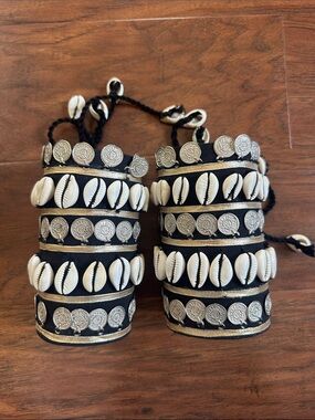 Boho Black Shell and Coin Decorative Wrist Cuffs